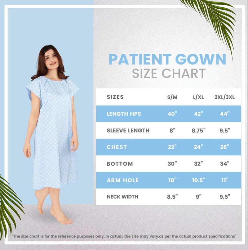 Utopia Care Women's Hospital Gown Soft Comfortable and Stylish Patient Gown, Small-Medium, Polkadots Blue - Image 1